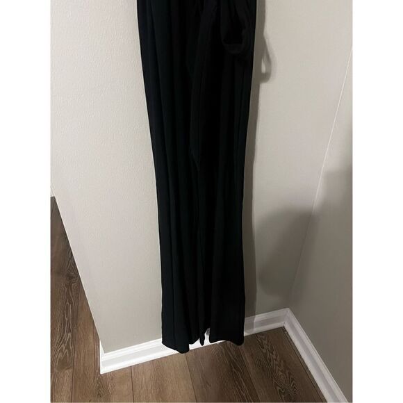 Boston Proper Women’s Size Medium Jumpsuit Black 3/4 Sleeve Zip Up Wide Leg - Picture 7 of 14